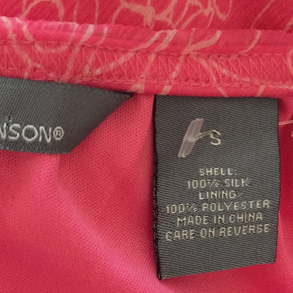 Hillard & Hanson Y2K Pink Rose Jacquard 100% Silk Lettuce Hem Skirt - Picture 4 of 8
